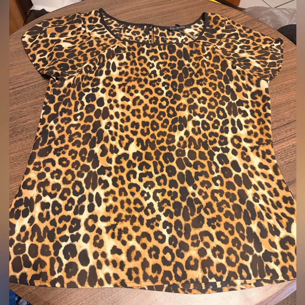 Express Brown Leopard Print Blouse